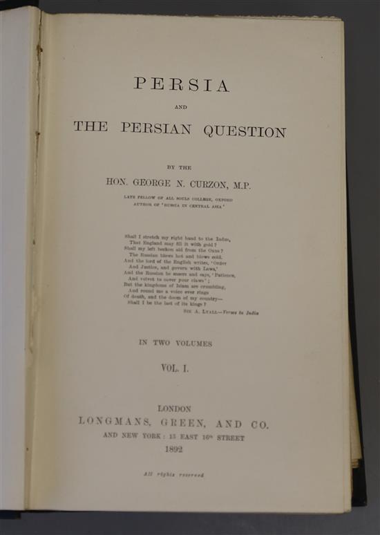 Curzon, George Nathaniel Lord - Persia and the Persian Question, 2 vols, 8vo, original black cloth,